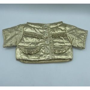 Build A Bear Shinny Gold Ruffle Jacket Puffer Coat Teddy Bear Clothes Accessory